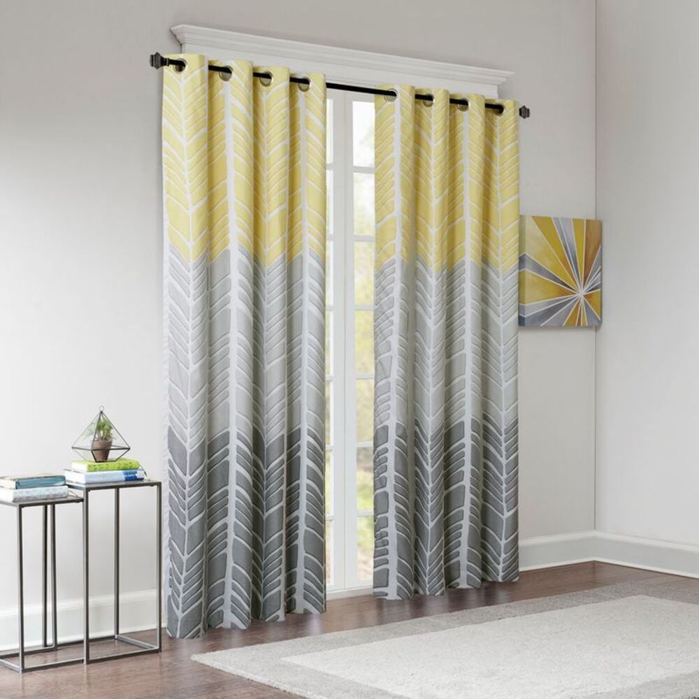 50"x84" Amanda Geometric Printed Blackout Window Panel - Yellow